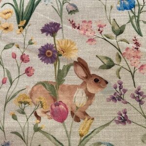 Tahari Home 6 fabric placemats rabbits Floral spring Easter